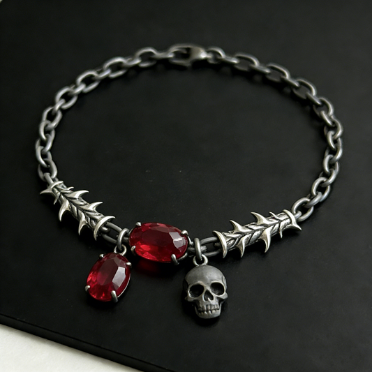 Thorn & Ruby Skull Bracelet